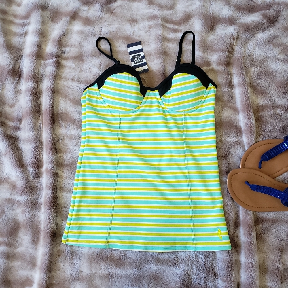 Lime Ricki Green & Teal Striped Tankini Swim Suit